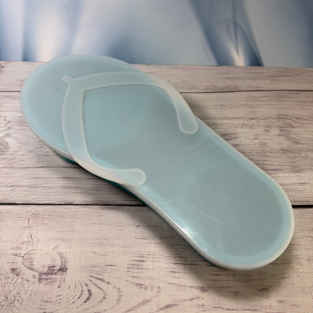 Flip Flop Serving Snack Tray Lid Teal Blue 16.5" Summer Beach Novelty Decor